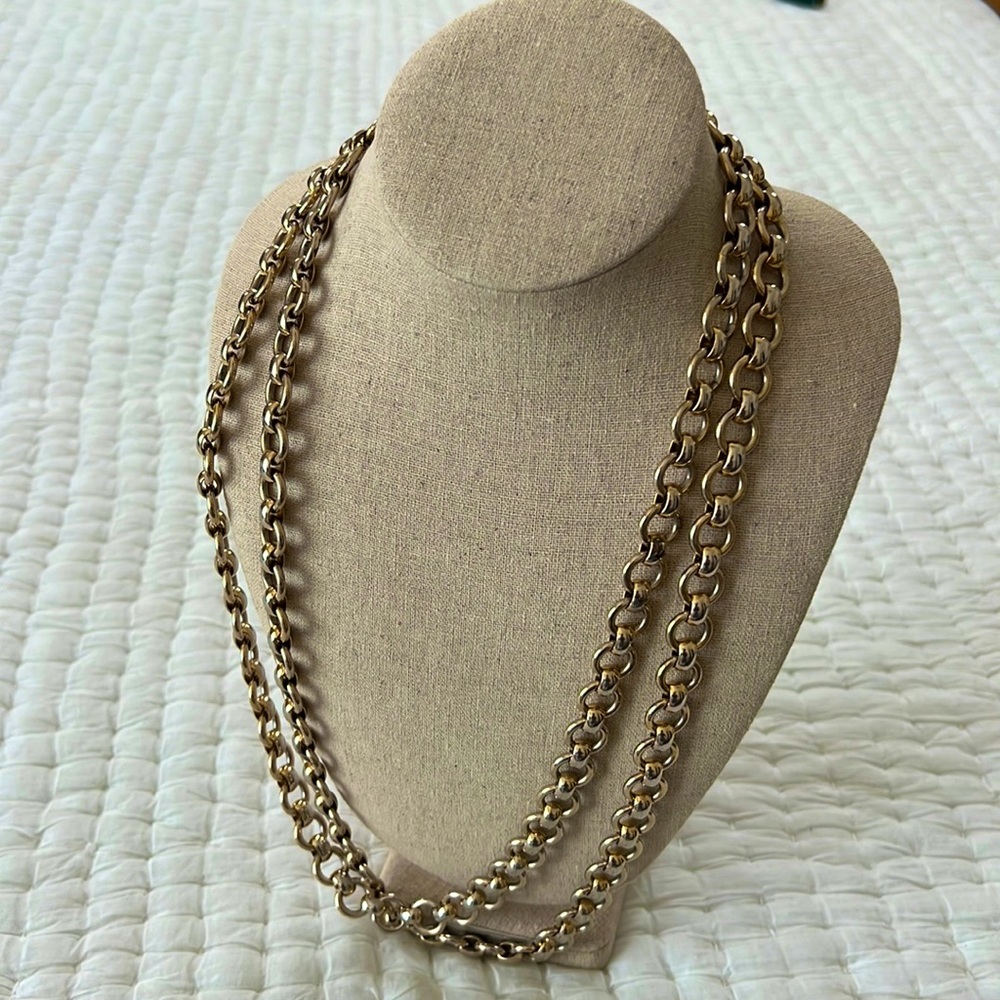 Vintage Heavy Brass Rolo Chain Necklace